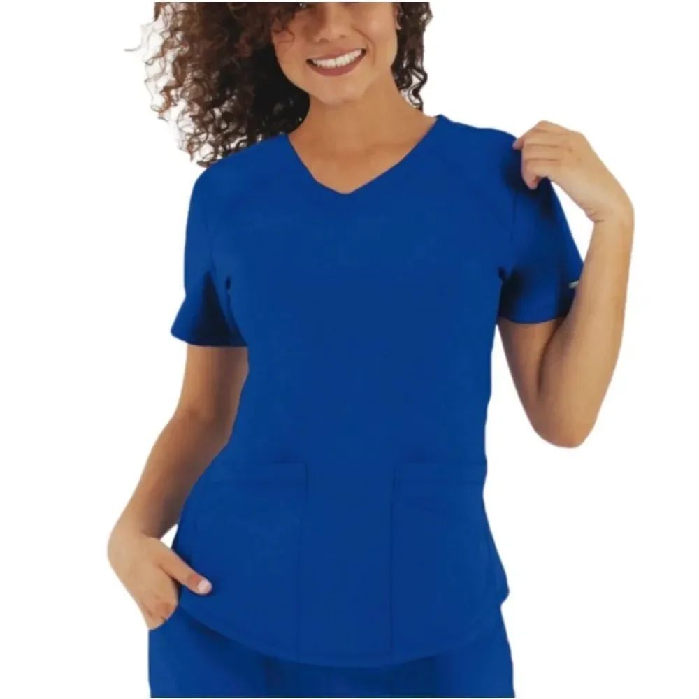 ERGO LIFE THREADS SCRUB V-NECK TOP